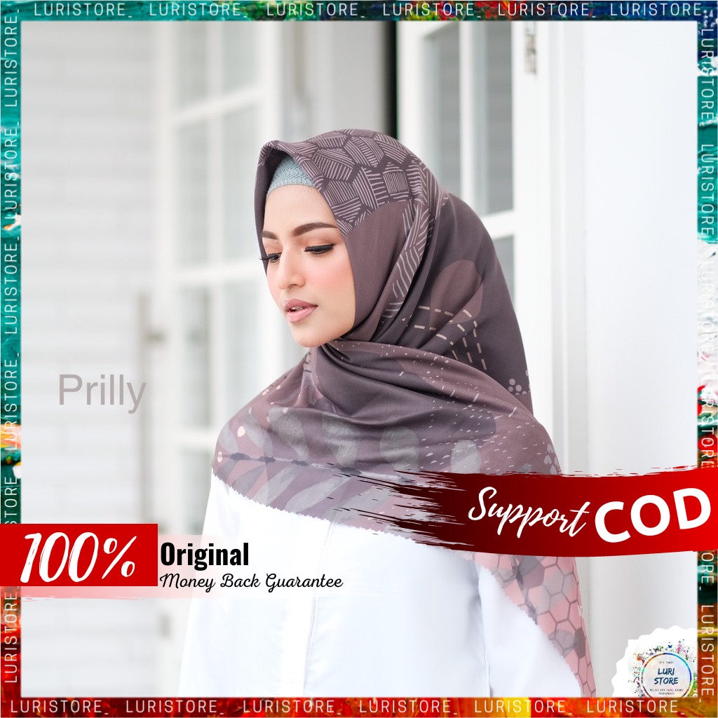 KERUDUNG MY LADY ORI PRILLY Hijab Jilbab Segi Empat Segiempat Voal Motif Mylady Terbaru Premium