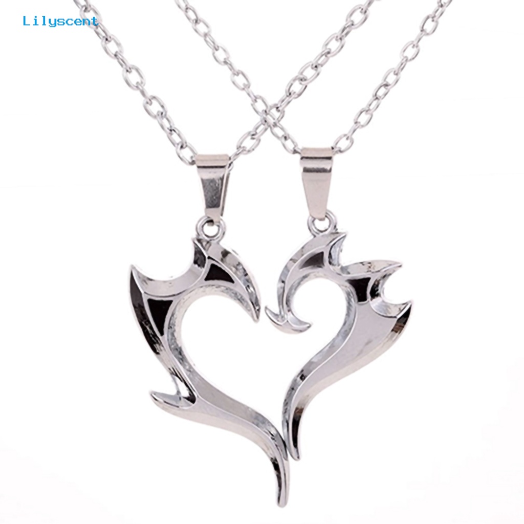 [LS] 1pasang Kalung Pasangan Liontin Bentuk Hati Fashionable Unisex Lover Matching Necklace Jewelry Untuk Pesta