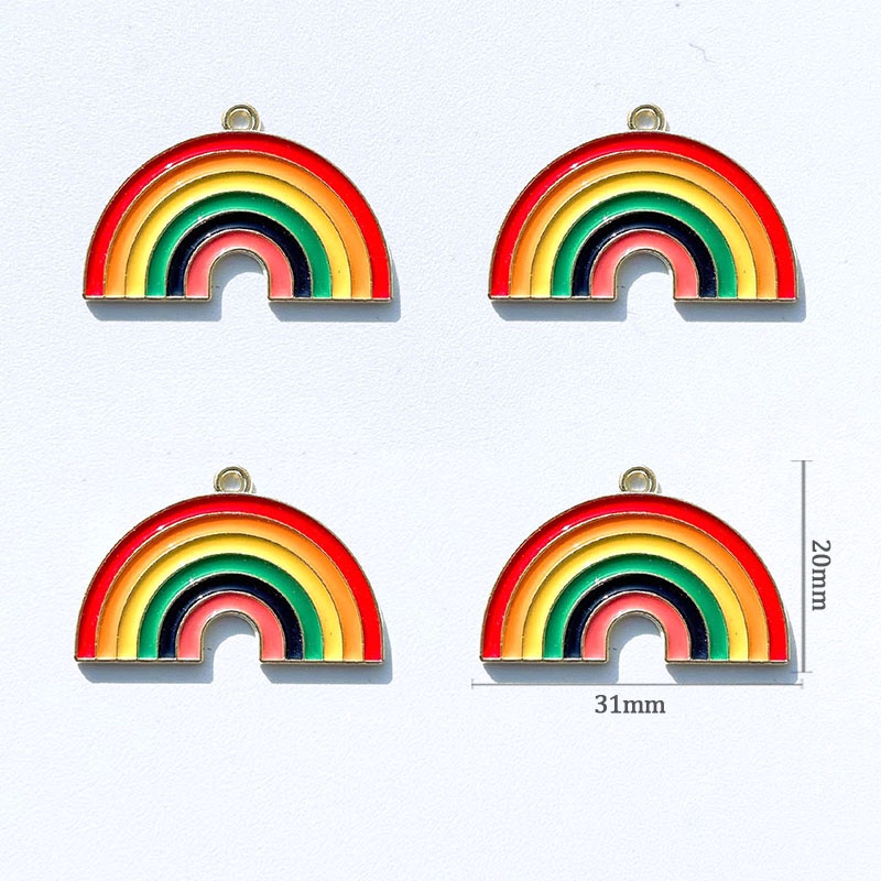 4 Pcs Enamel Pelangi Tetesan Minyak Liontin Paduan Logam Liontin Kalung Anting Perhiasan Diy Handmade