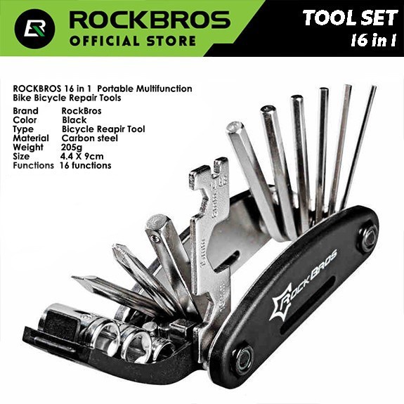 Terlaris ✨ -Kunci L Set L Lipat Sepeda ROCKBROS 16 in 1 Original Repair Tools- 2.2.23