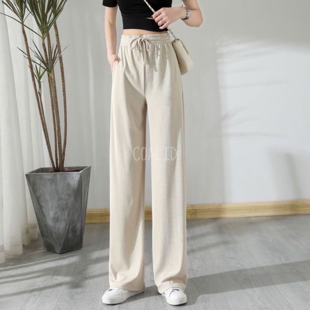 IRENA Celana Panjang Highwaist Pants Rayon Celana Santai Panjang Wanita