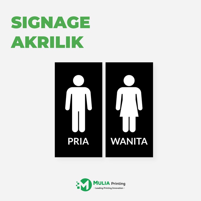 

Label Toilet Restroom Pria Wanita Set Minimalist Signage Acrylic