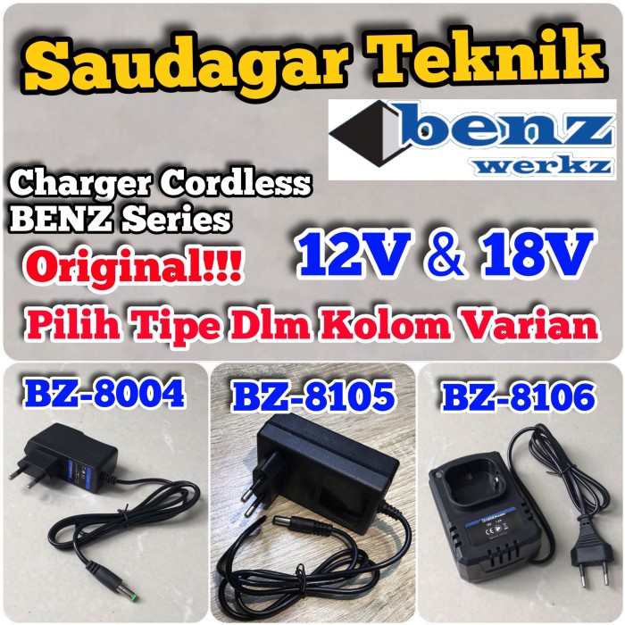 Terlaris ✨ -Charger Mesin Bor Batre Cordless Benz 12V 18V Cordless Impact Drill - 12V BZ-8004- 2.2.2