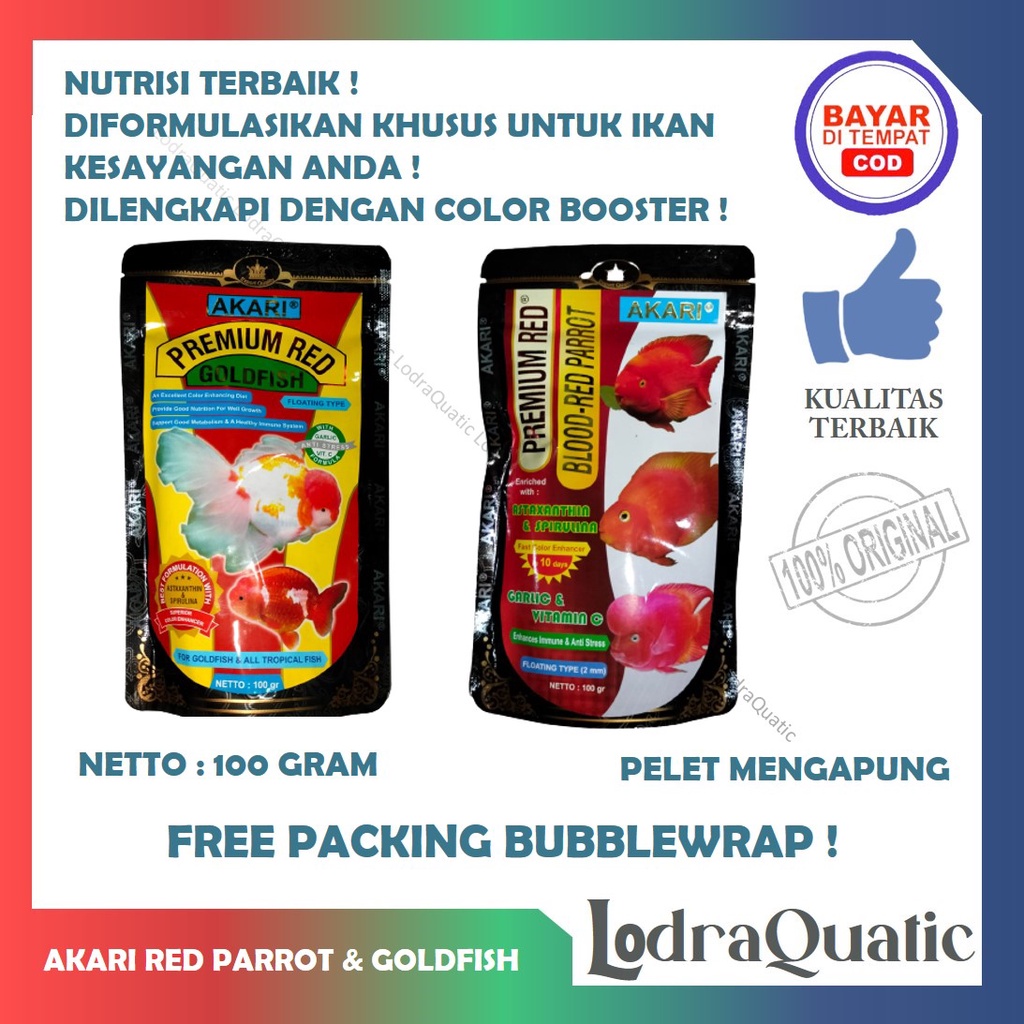 PELET AKARI PREMIUM RED GOLDFISH AKARI PREMIUM RED-BLOOD PARROT COLOUR BOOSTER ANTI STRESS AKARI LOUHAN PRO PELET AKARI PREDATOR PREMIUM RED PELET IKAN HIAS PELET LOUHAN PELET PREDATOR PELET LOHAN