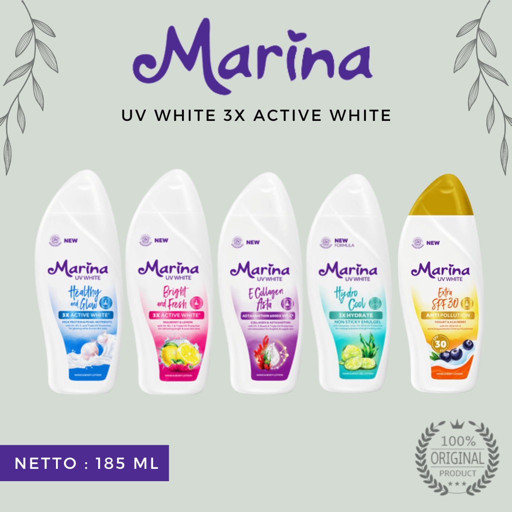 Marina Uv White Hand Body Lotion 185ml - Perawatan Tubuh