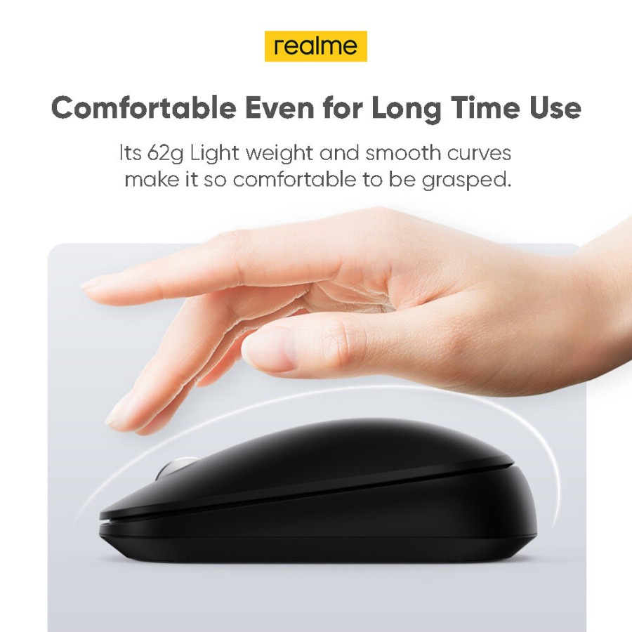 MOUSE WIRELESS REALME - SILENT (BLACK) ORI