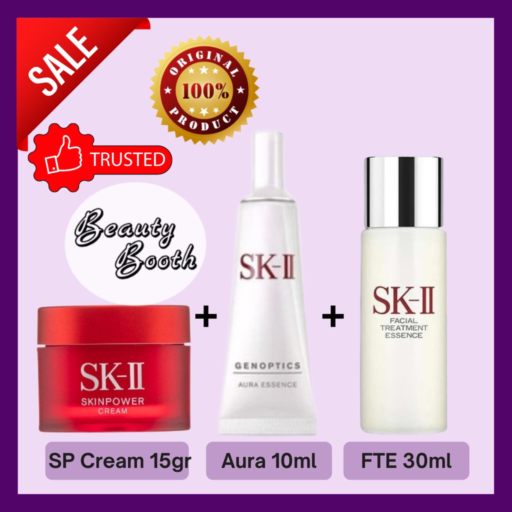 SK-II SKII SK2 FTE Treatment Essence 30ml + Skinpower 15gr + Aura Essence 10ml