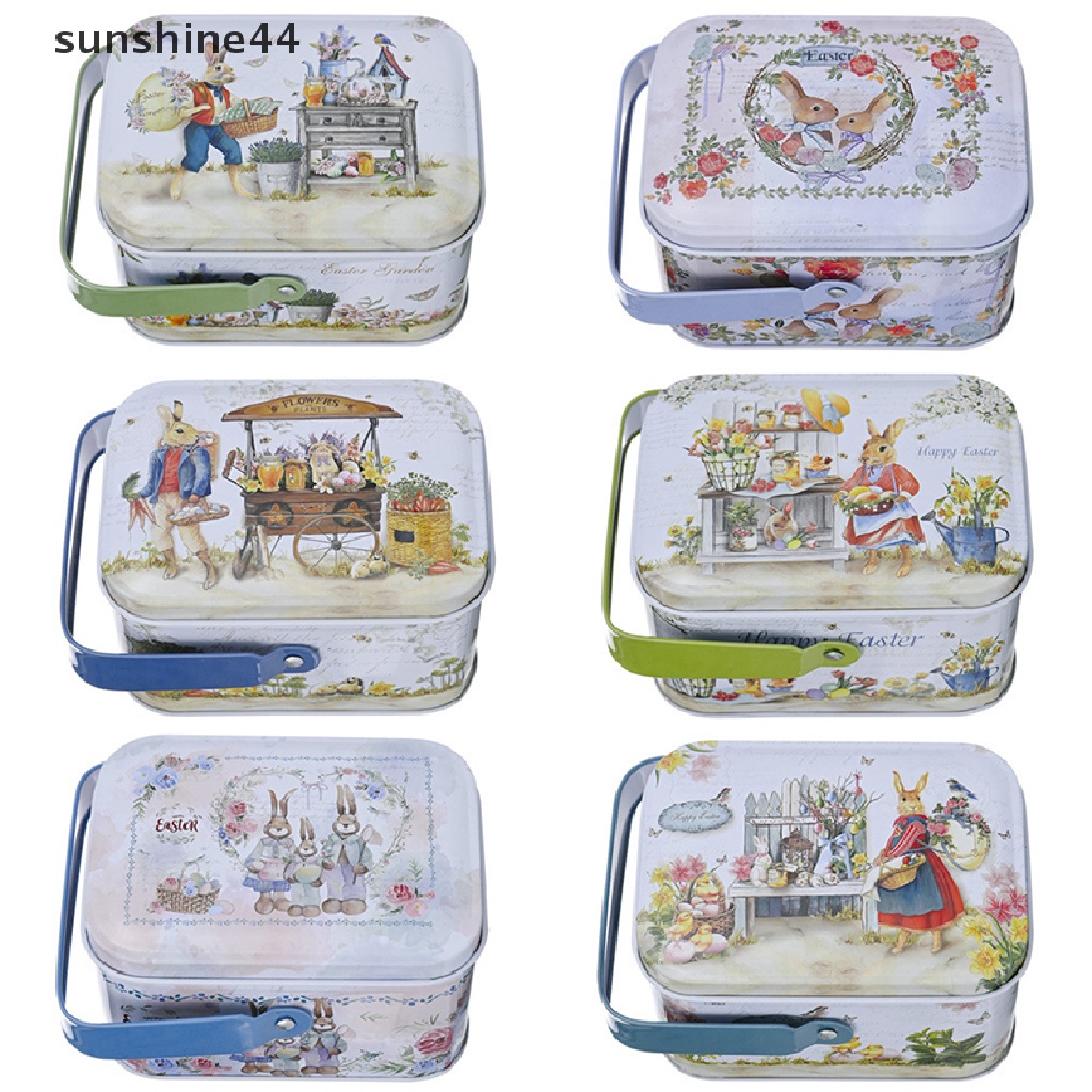 Sunshine Vintage Penyimpanan Koper Kecil Tinplate Candy Box Gift Box Dekorasi Paskah ID