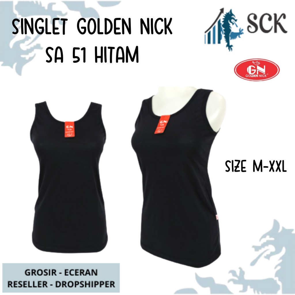 Singlet Wanita GOLDEN NICK SA 51 HITAM / Tanktop Tali Besar / Pakaian Dalam Olahraga Fitness Yoga - sckmenwear GROSIR