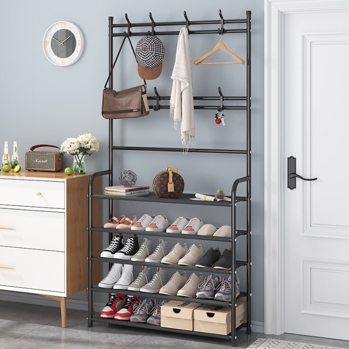 Rak Sepatu sendal Stand Hanger 3in1 5 Susun Gantungan Jemuran Baju Tas Topi