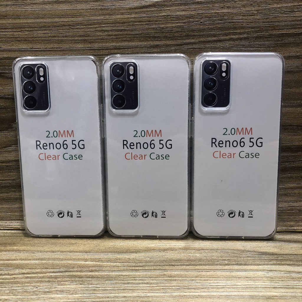 CASE COVER C/C- CASING OPPO RENO 6 5G, RENO 6 4G, RENO 6 PRO 5G, RENO 2 2F, RENO 3/A91, RENO 3 PRO, RENO 4, RENO 4 PRO, RENO 5 4G/5G, RENO 5F 7 7z SOFT CASE BENING TEBAL 2.00MM SILIKON CLEAR CASE JELLY CASE BENING