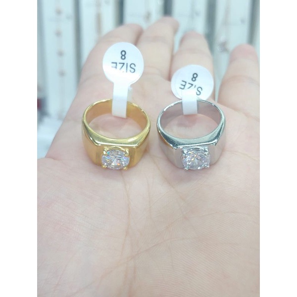 cincin pria permata fashion titanium anti karat anti luntur