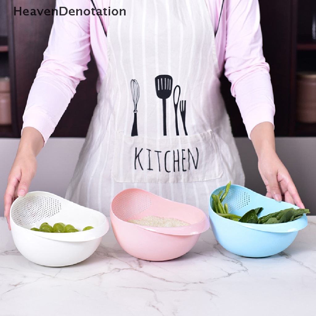 [HeavenDenotation] Saringan Nasi Colander Kitchen Drain Basket Dengan Gagang Rice Bowl Strainer Basket HDV