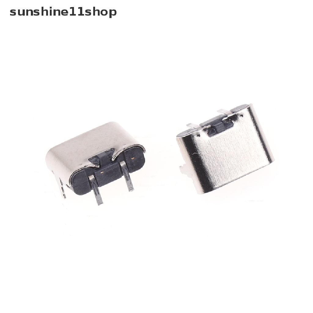 Sho 10Pcs Tipe-C 2Pin Horizontal90° Papan Colokan Quick Charging Type-C Female USB Female Plug-in Connector N