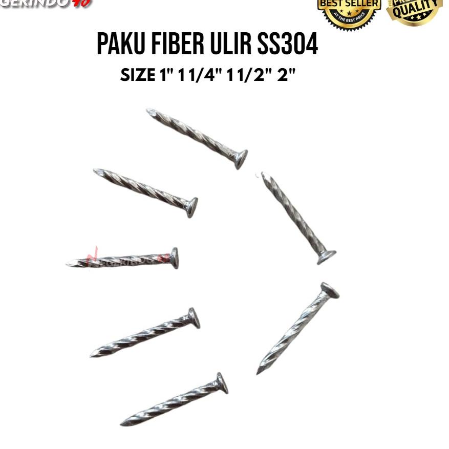 ✤ Paku fiber kapal ss304 1, 1¼, 1½, 2 / paku ulir stainless ss 304 paku ulir paku kayu paku tembok p