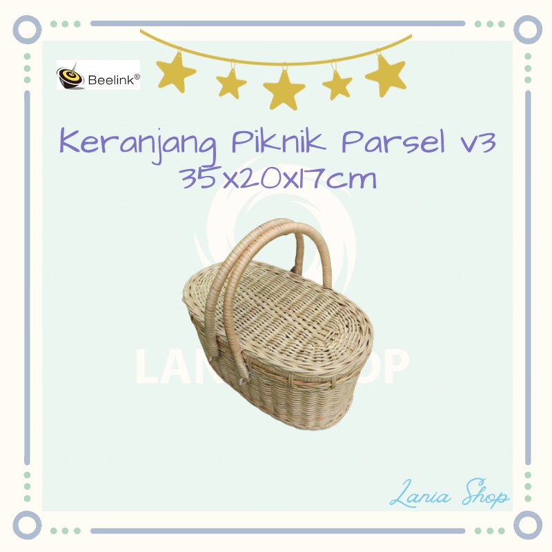 Kerajinan Tangan Rotan - Keranjang Piknik Parsel v3 - 35x20x17cm