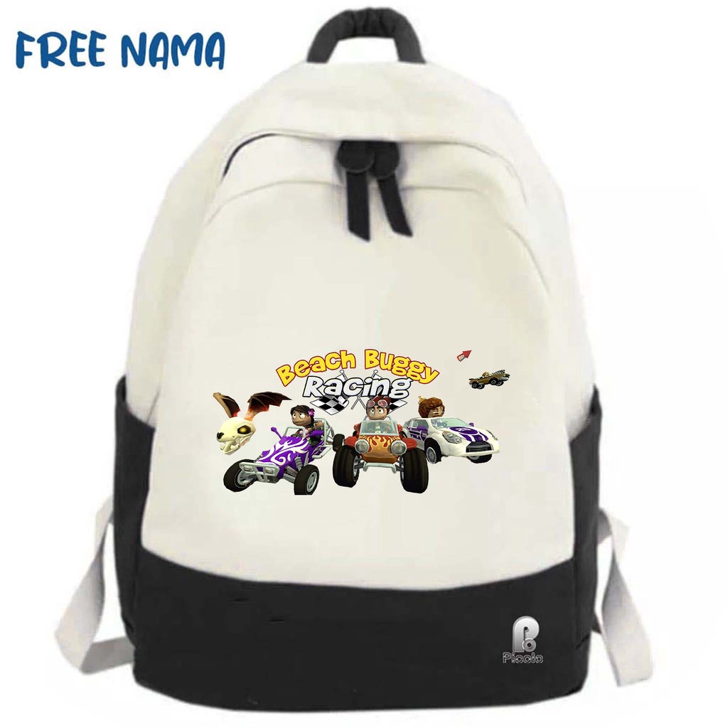 TAS RANSEL BACKPACK ANAK SEKOLAH MOTIF GAME BEACH BUGGY RACING UNISEX (FREE NAMA)