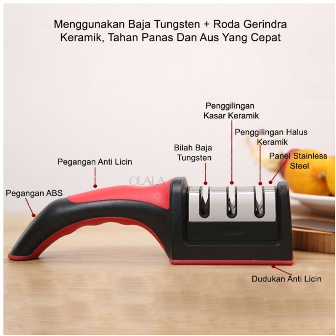 BAJ Alat Pengasah Pisau / Penajam gunting Alat Dapur Knife Sharpener Serbaguna PR122