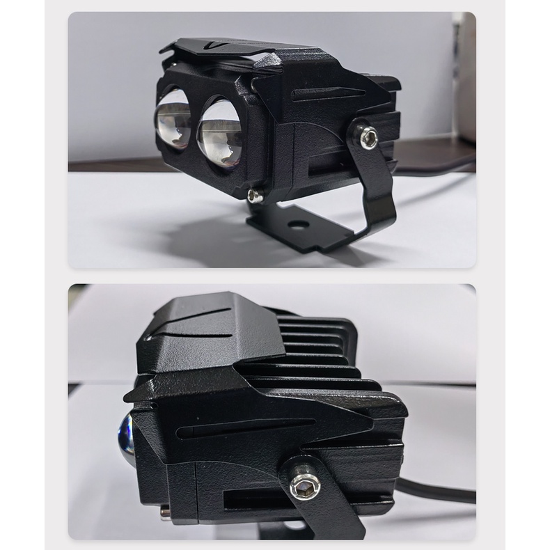 Lampu Spot Lampu LED Motor Lensa Ganda Putih Kuning Warna Ganda Lampu Kabut Cahaya Tinggi Dan Rendah 80W
