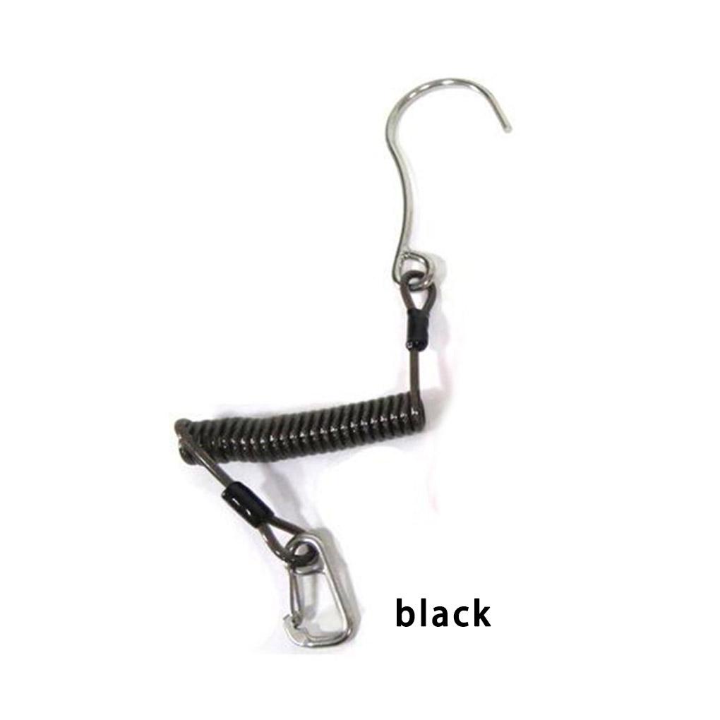 Huit Scuba Diving Coil Tali Tunggal Dengan Spiral Coils Menyelam Renang Lanyard Klip Kekinian Aksesoris Konsol Stainless Steel