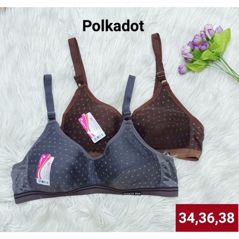 Paket Isi (3Pcs) &amp; (6Pcs) Sport Bra Dewasa Polos &amp; Polka / Bra Kain / Bra Sport / Bra Tanpa Busa / Bra Kesehatan