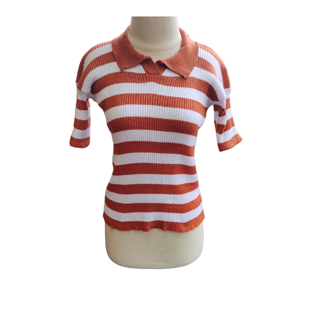 baju rajut strip blaster/ootd knitwear/outfit rajut
