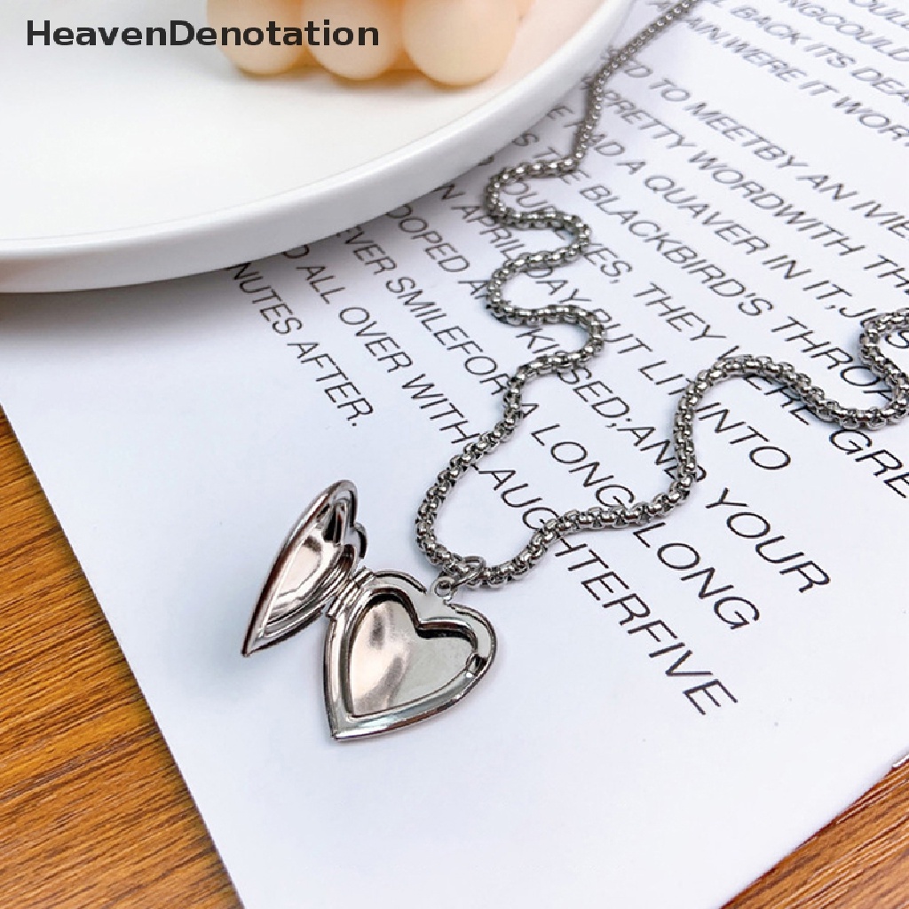 [HeavenDenotation] Mood Necklaces Peach Heart Love Pendant Foto Kalung Kontrol Suhu Warna HDV