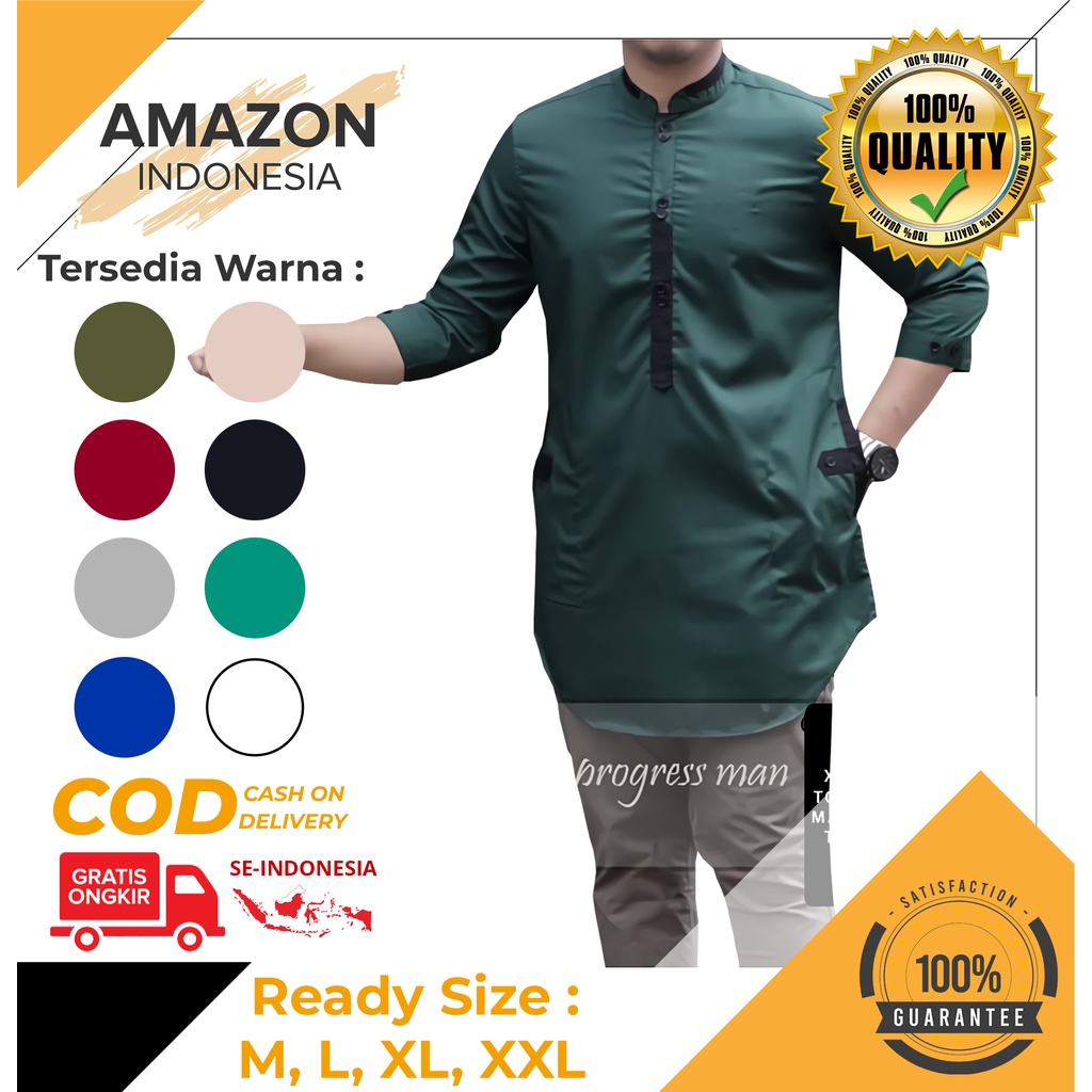 Baju Koko Pria Lengan Panjang 3/4 Motif Polos Warna Hijau Toska Toyobo - Baju Koko Pria Dewasa - Busana Muslim Pria - Baju Lebaran Pria - Koko Pria Dewasa - Muslim Pria - Baju Kokoh - Baju Koko Polos - Koko Polos Pria - Baju Ramadhan - Seragam Hadroh