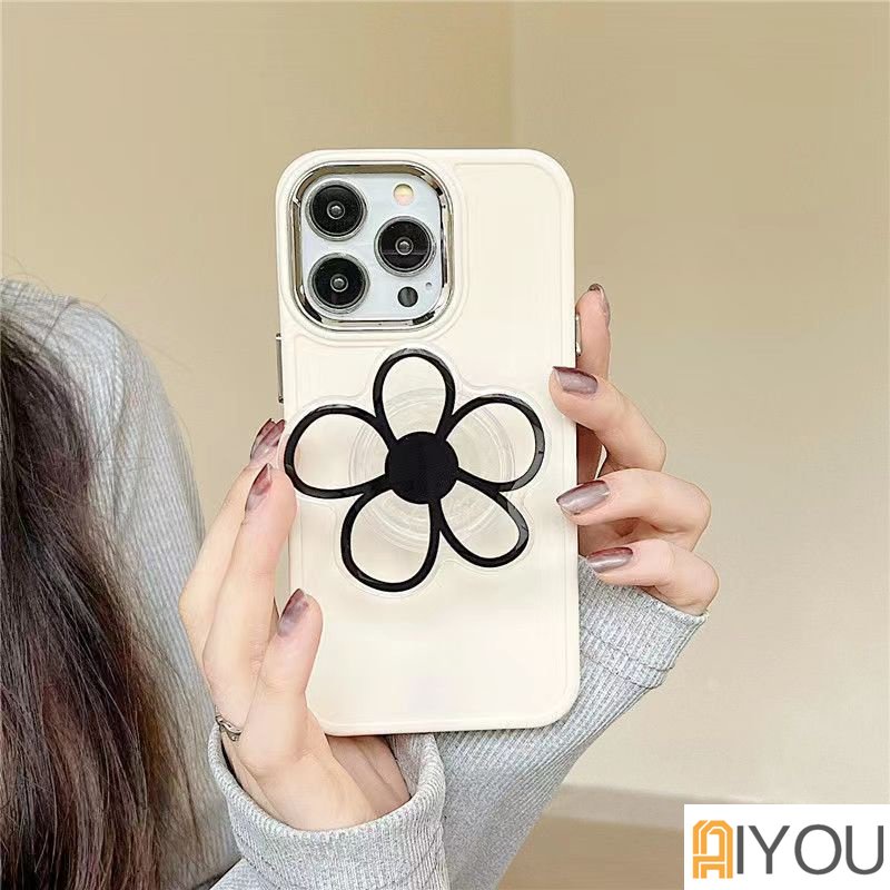 Flowers Casing Ponsel Untuk IPhone 14 Pro Max12 11 Pro Max13X XS XR 7 8 Plus SE 2020 Lembut TPU Bening Shockproof Cover Dengan Bracket