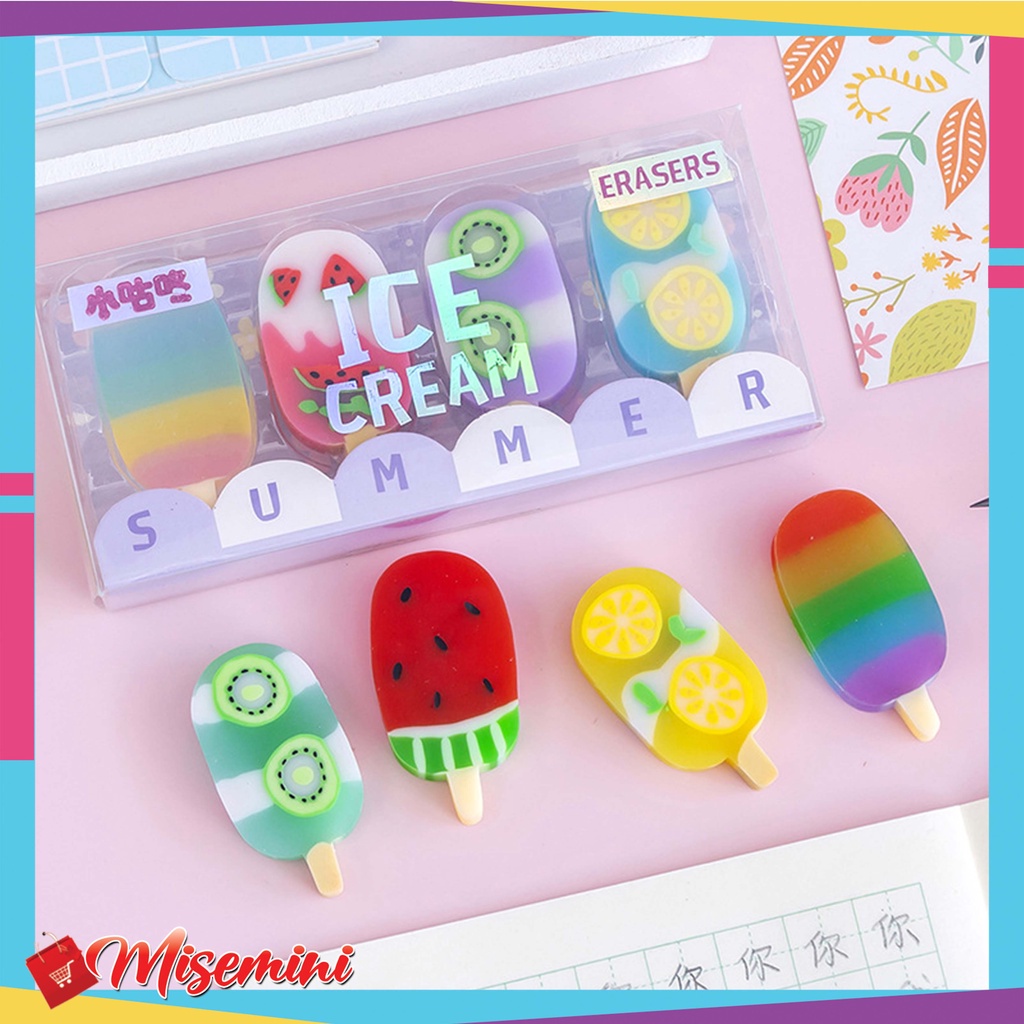 

Penghapus Pensil Karakter Es Krim Ice Cream Erazer Set 4pcs 846