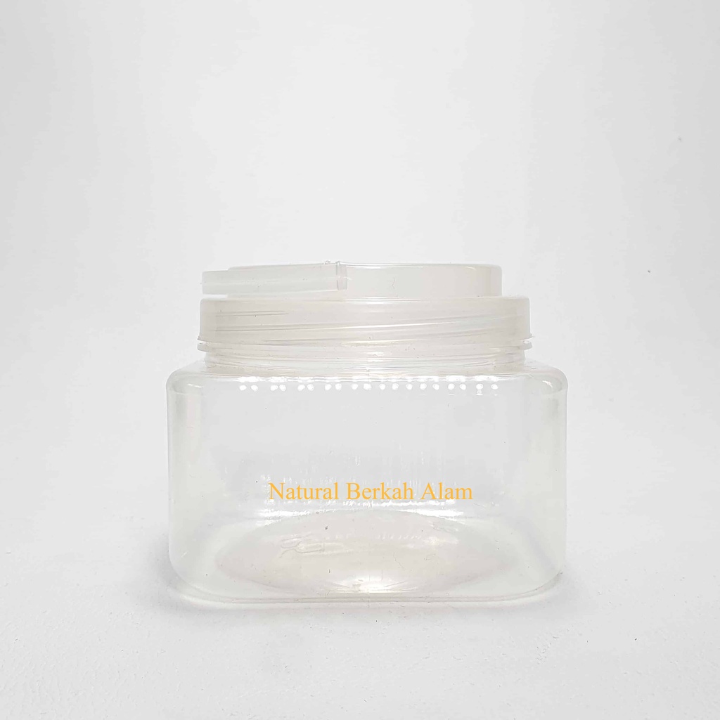 Toples 500 Ml Kotak Poppy Natural Tutup Pet / Toples Plastik / Toples / Toples Bawang Goreng / Tople