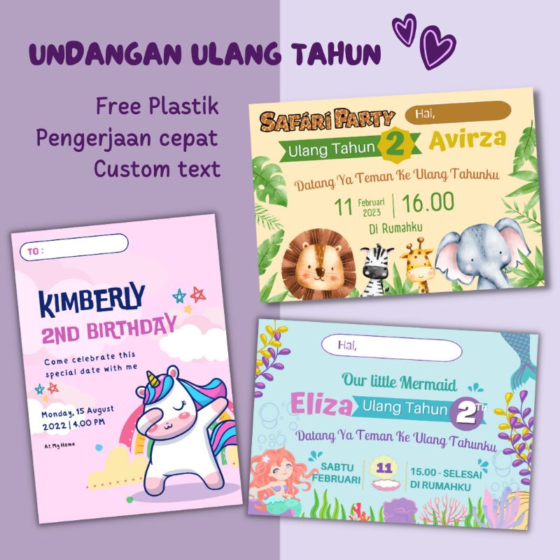 UNDANGAN ULANG TAHUN ANAK / UNDANGAN ULANG TAHUN CUSTOM