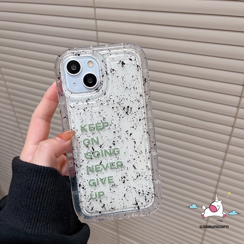 IPHONE Casing Kompatibel Untuk Iphone11 Pro MAX XR 6 6S 78 Plus 14 13 12 Pro MAX X XS MAX Transparan Bening Shockproof Airbag Art Speckle Tinta Pola Huruf Sederhana Soft Case