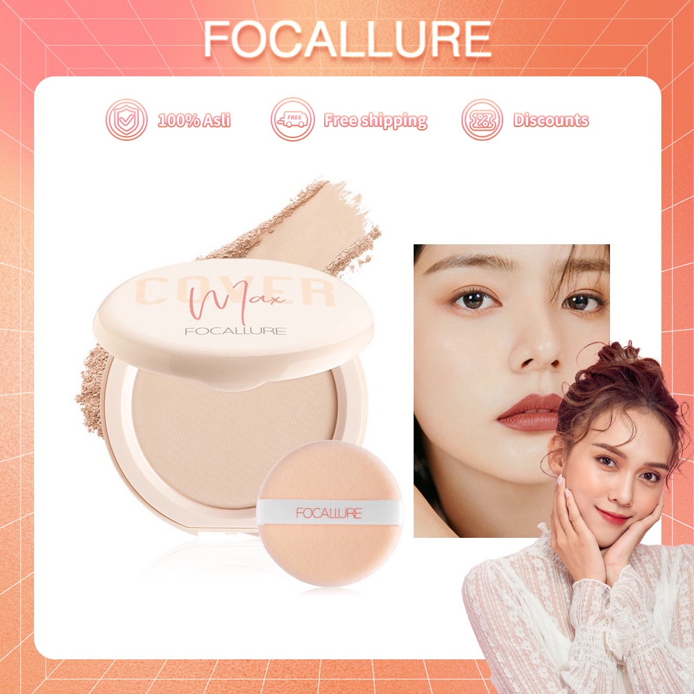 FOCALLURE Oil-Control Bedak Padat Fine Power Bedak Padat Glowing Tahan Air Dan Tahan Lama FA155