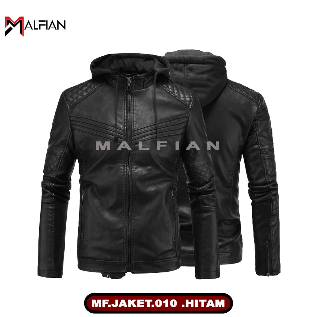Jaket Kulit Hoodie Jaket Kulit Sintetis Hoodie Jaket Kulit Pria Hoodie MF.010