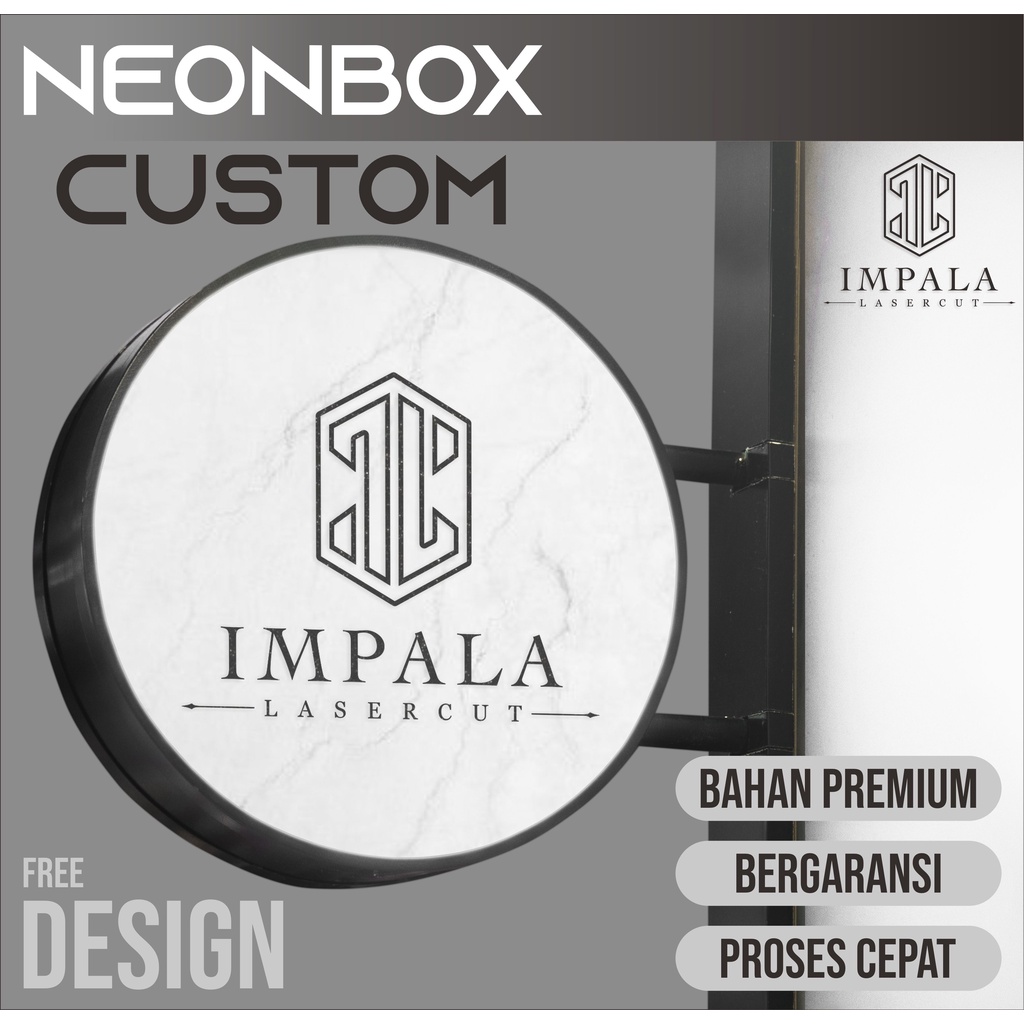 NEON BOX CUSTOM 2 DUA SISI FULL AKRILIK BULAT PERSEGI