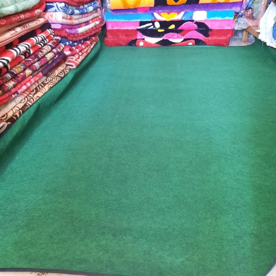 ● KARPET LANTAI PERMADANI POLOS LESEHAN RUMAH MAKAN LIST HITAM EMERALD LIST 2x3m TIKAR PIKNIK ➢