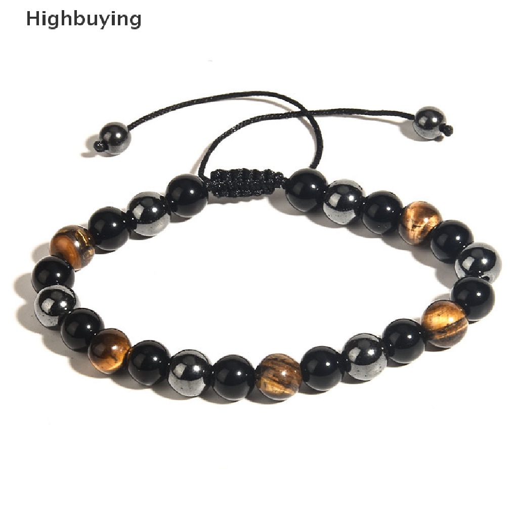 Hbid 8mm/10mm Natural Obsidian Gelang Tiger Eye Braided Bracelet Hematite Jewelry Glory