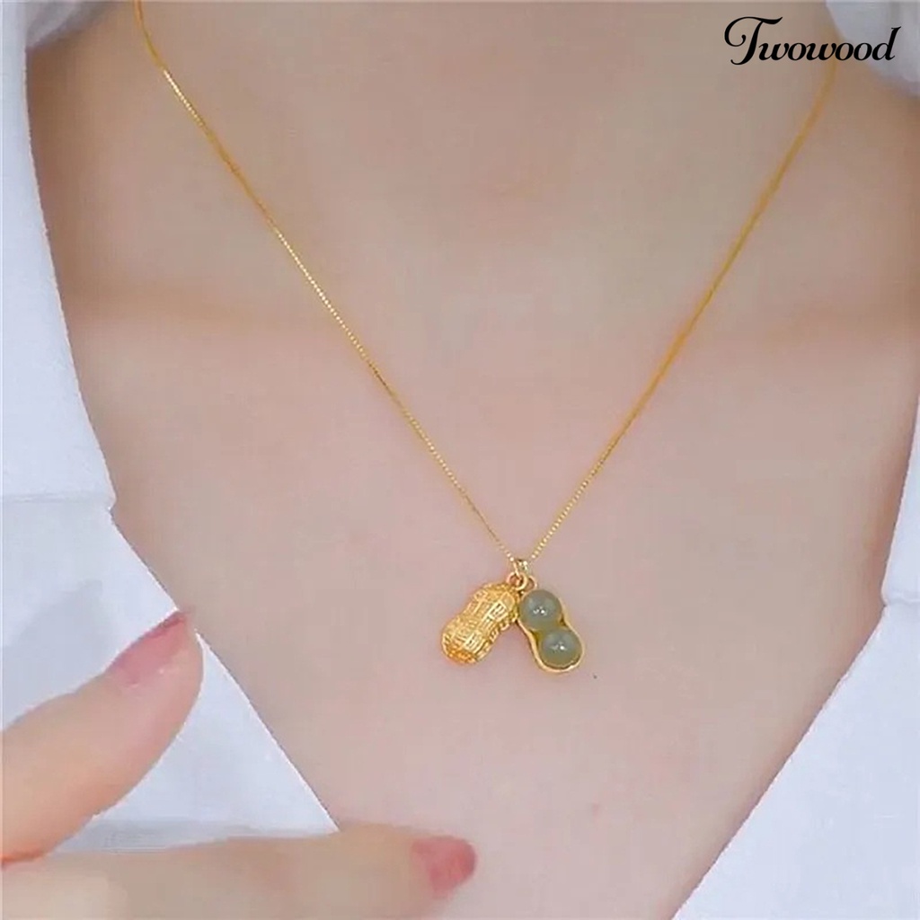 Twowood Wanita Kalung Gaya Cina Dainty Faux Jade Menguntungkan Awan Liontin Klavikula Kalung Perhiasan Aksesoris