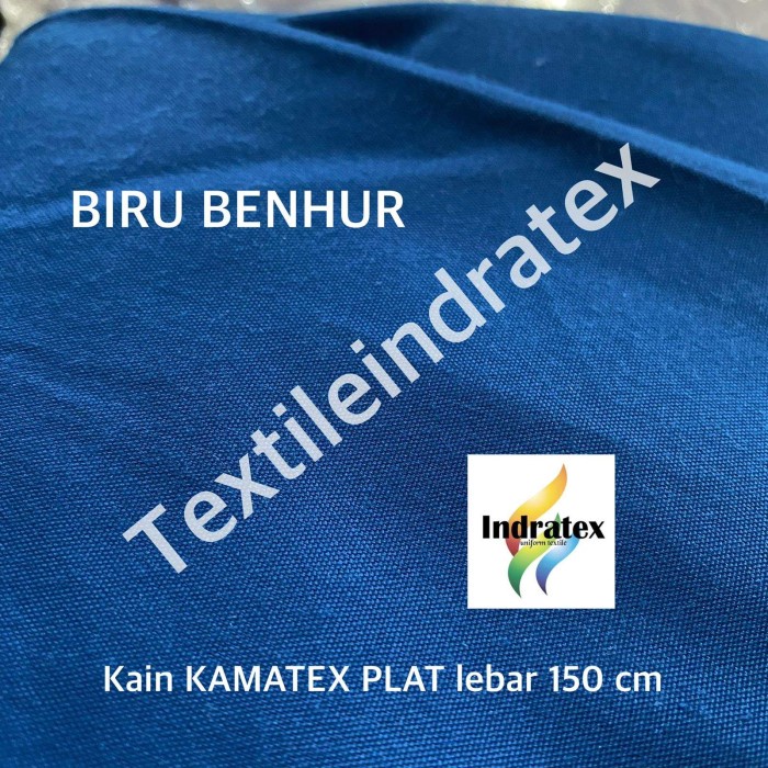 BAHAN KAIN CELANA SERAGAM SEKOLAH WARNA BAJU PDH PERAWAT KAMATEX PLAT - biru benhur, 1 ROLL = 27 MTR