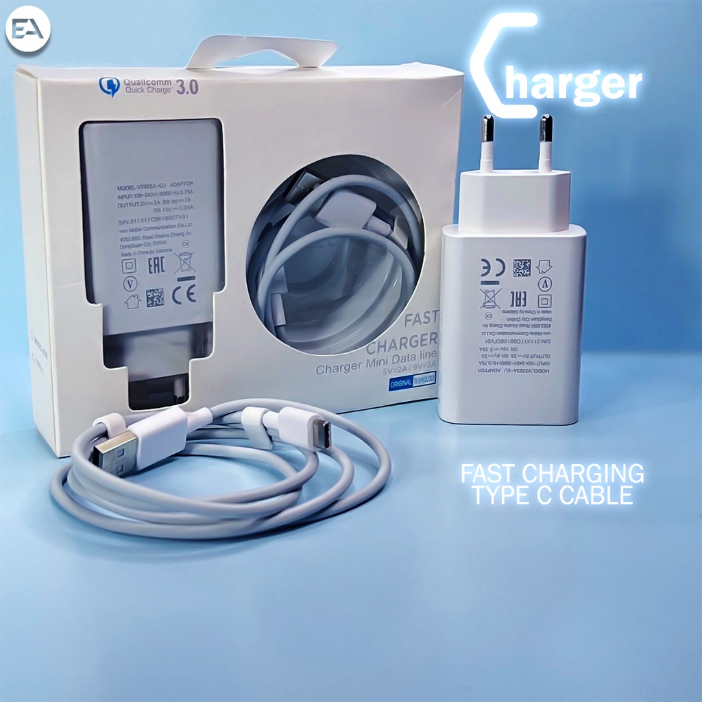 Charger Vivo 2.25A 9V Super Charger Fast Charging USB-C/Type C ORIGINAL 100% For Vivo X27/V17