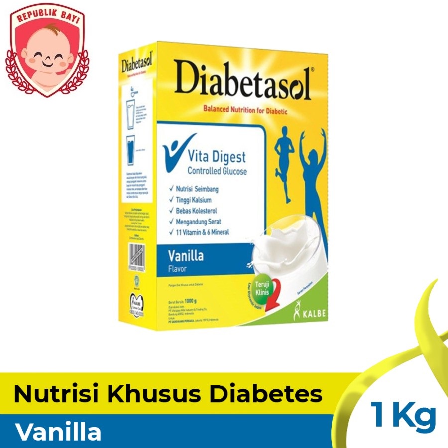 

Diabetasol Vanilla Vanila 1000gr / 1 kg Minuman Nutrisi Diabetes MURAH FREE BUBBLE DUS