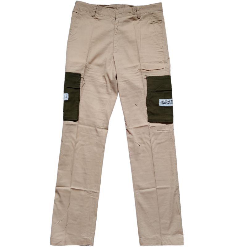 celana kargo thistime brand preloved cargo pants warna krem dan hijau army
