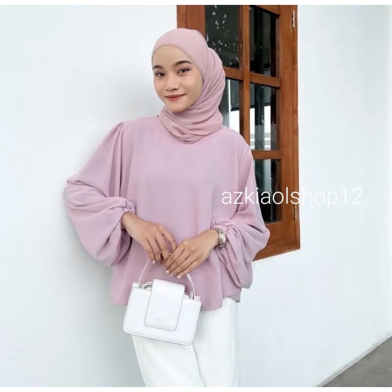 (Bisa cod) Mika Blouse lengan karet kringcle