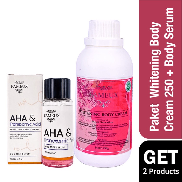 Fameux Paket Whitening Body Cream 250ml + Brightening Body Serum