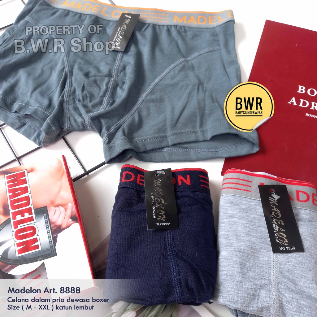 [ 3pc ] CD Boxer Madelon 8888 / Celana Dalam Pria Dewasa Bahan Katun Lembut | Bwr