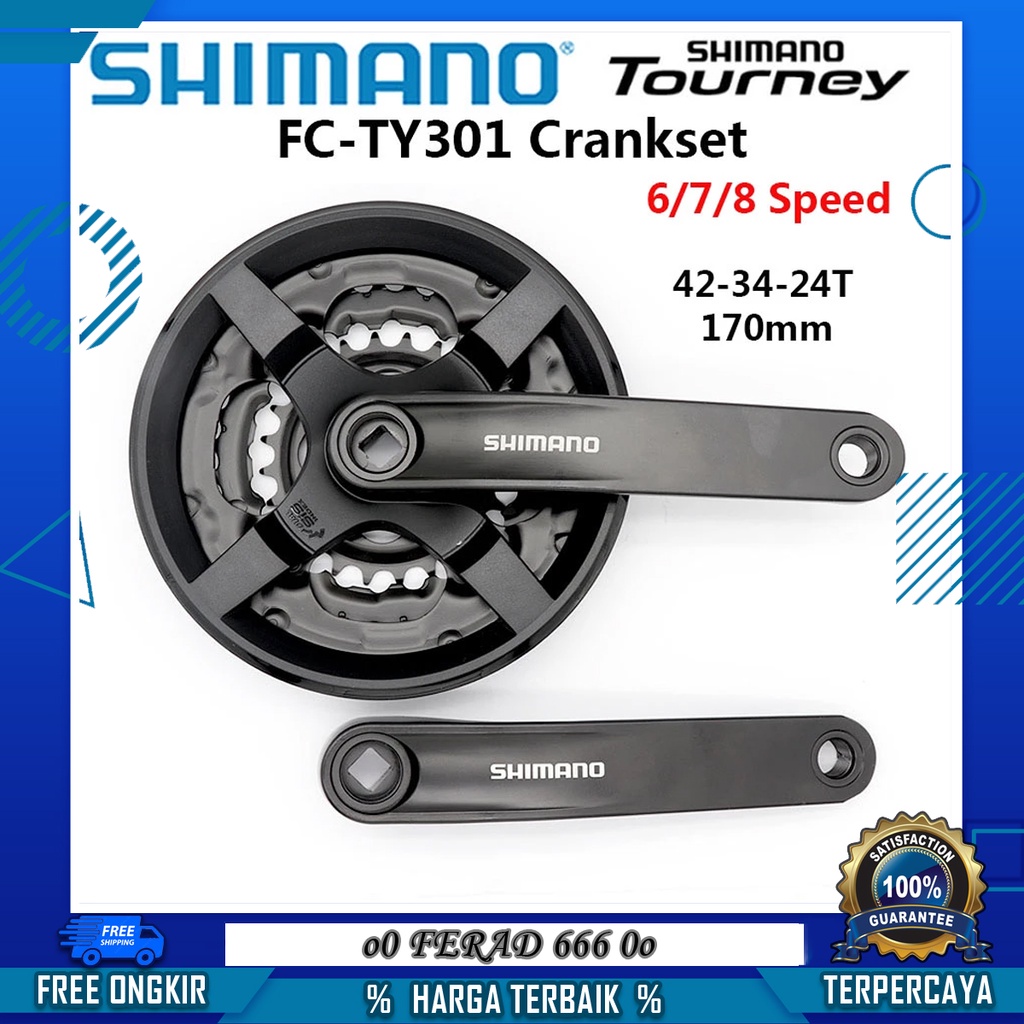 Crank Shimano 3 Speed FC-TY301 / FC-TY501 42T/48T with cover