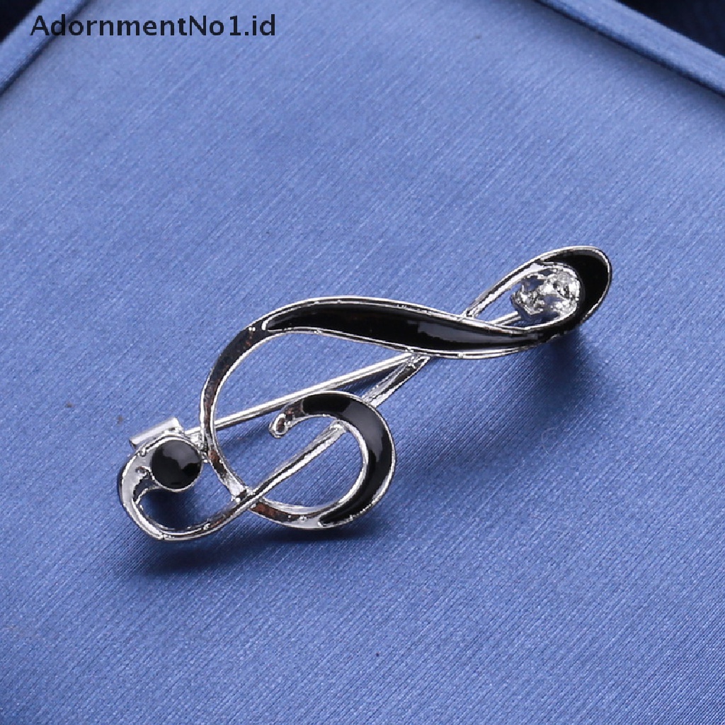 [AdornmentNo1] Bros Bentuk Nota Musik Sederhana Warna Emas Silver Enamel Bros Kerah Pin [ID]