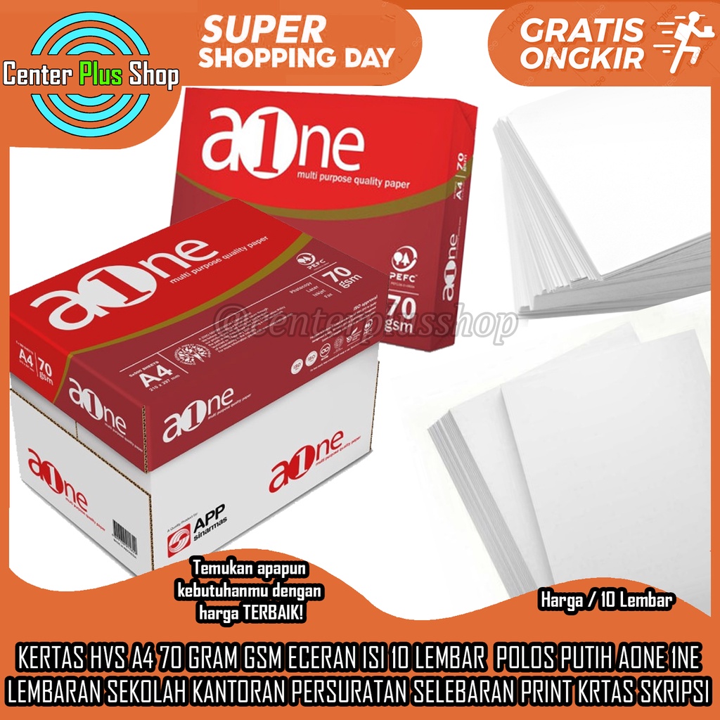 

Kertas HVS A4 Merek IK 1ne One Kertas Halus Fotocopy Print Printing Fotokopi Eceran Isi 10 Lembar 70 GSM Ukuran 210 x 297 mm Membuat Selebaran Perlengkapan Sekolah Kantol Retail Copy Paper Laporan Kantor Buletin Salinan Proposal Grafik Memo Resume