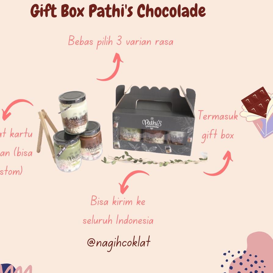 

COD⚡️-Paket Gift Box Pathis Chocolade Hampers - Graduation/Birthday/Wedding/Anniversary (Cemilan Cokelat Lumer - Choco Crunchy in Jar) - @nagihcoklat